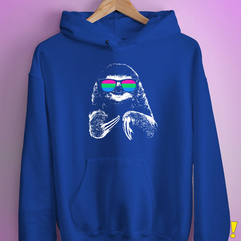 Pride Sloth Polysexual Flag Sunglasses Hoodie - Royal Blue